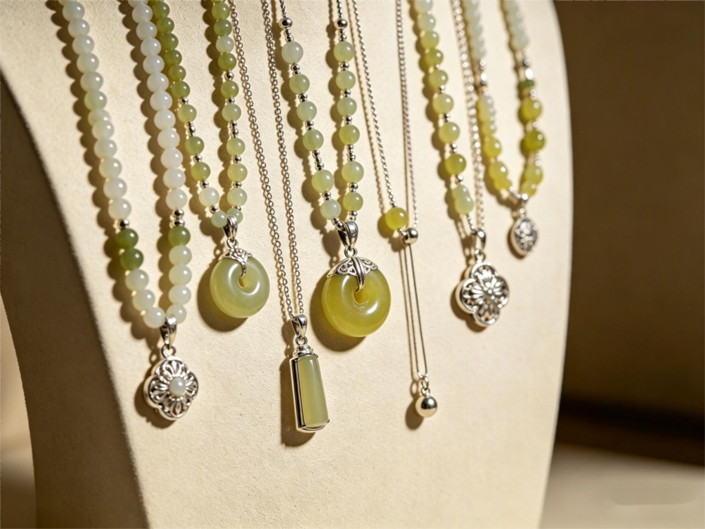 green jade beads necklace design