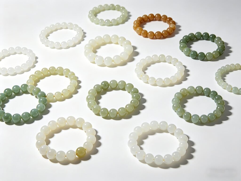 white jade round beads bracelet wholesale