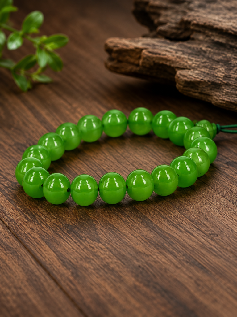 green jade round beads bracelet 2