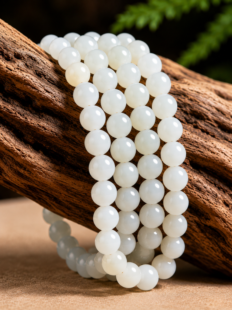 premium white hetian jade round beads 3