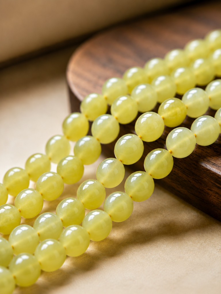 yellow hetian jade round beads wholesale 1